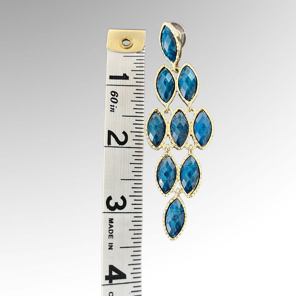 Amrita Singh Goldtone Blue Chandelier Dangle Earrings View 3